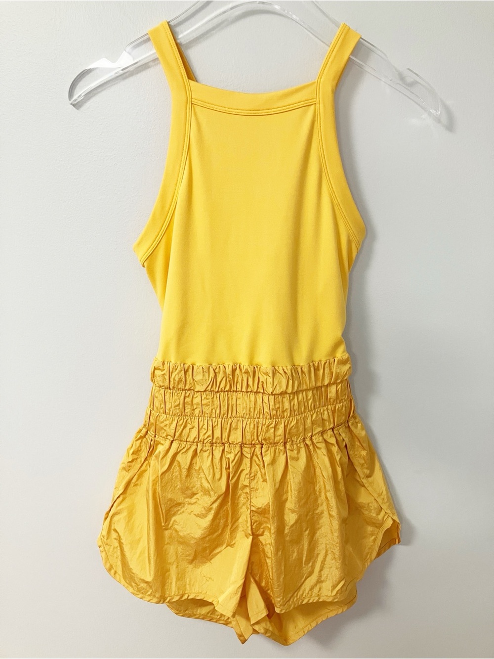 Free People | Yellow Way Home Smocked Skortsie M Athletic Boho Gym Workout